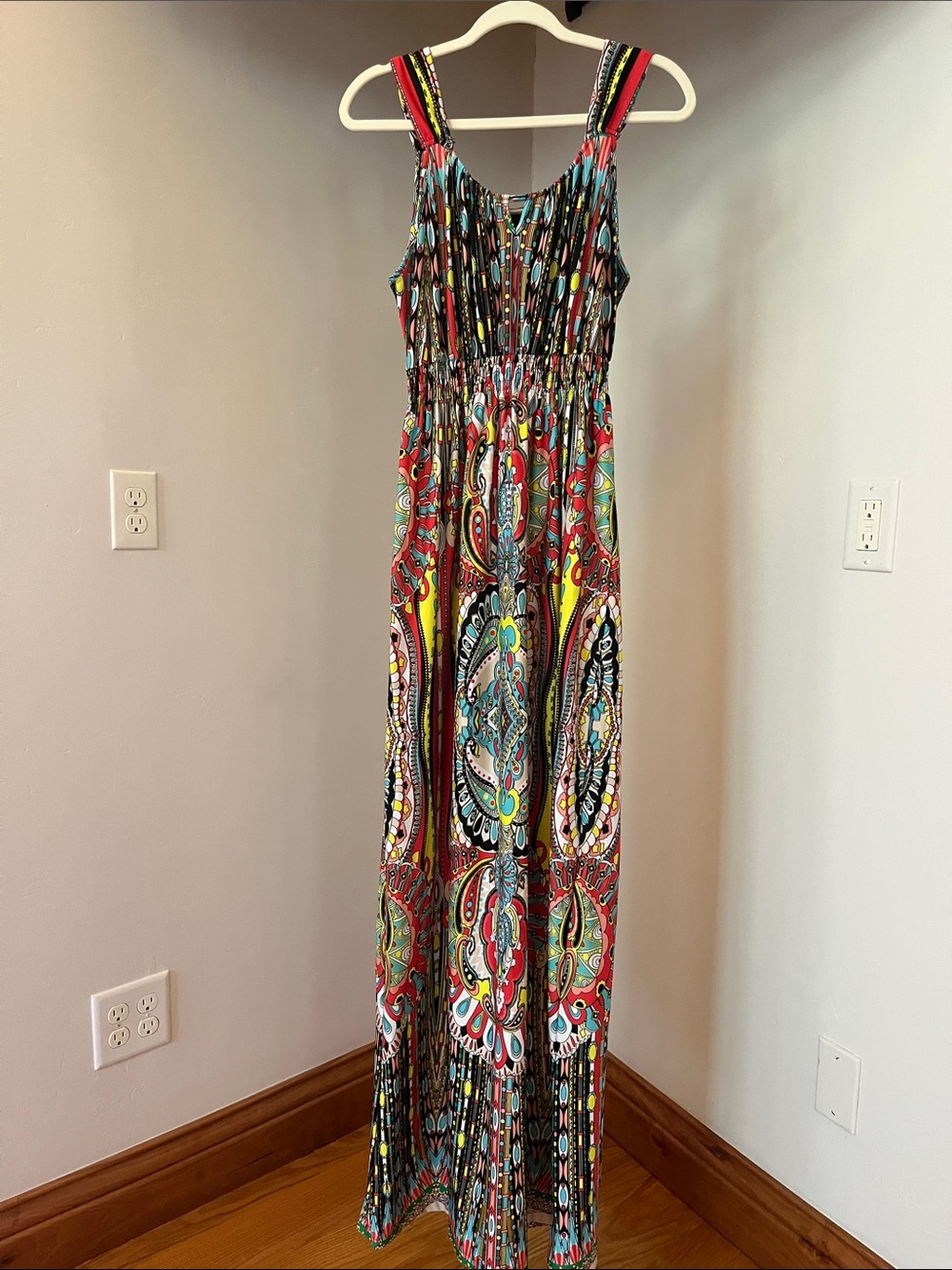new directions Multicolor Paisley Maxi Dress — Pink, Yellow, Teal, Black